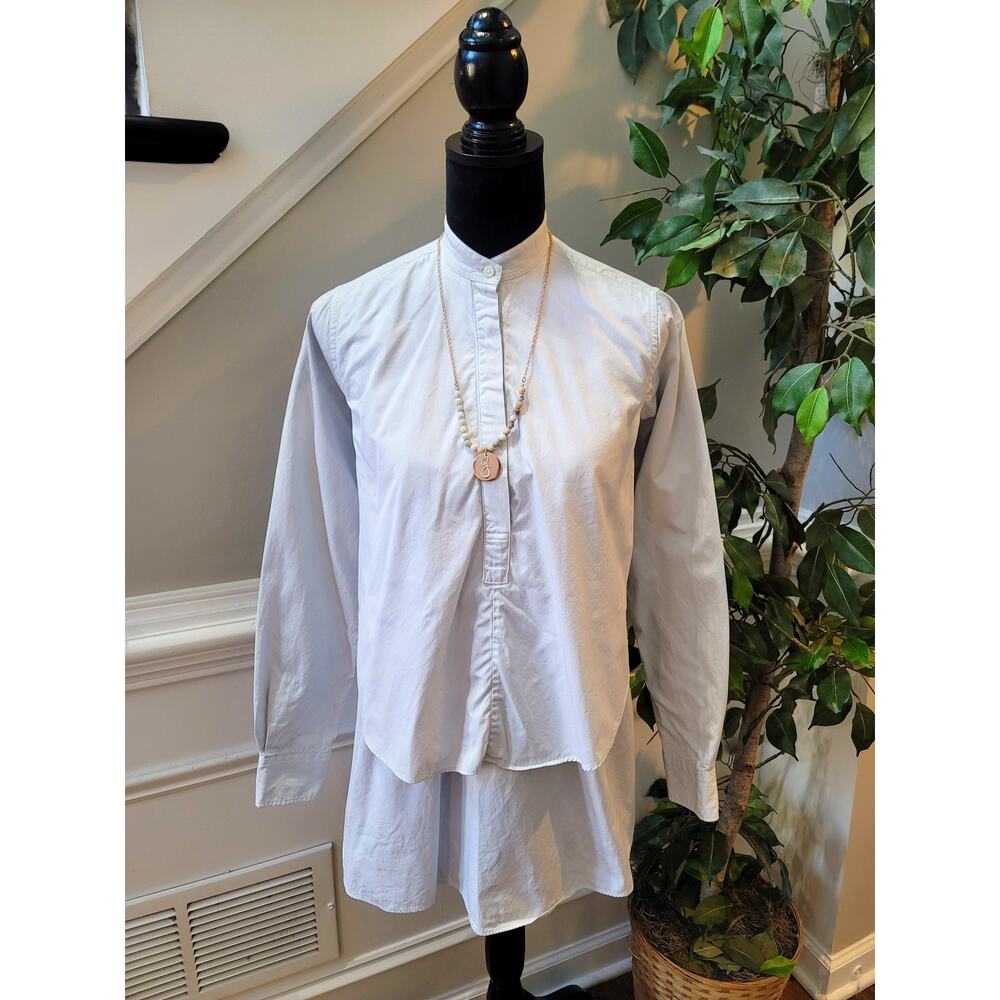 Ann Mashburn Popover Tunic Bib Shirt Women's Small White 100% Cotton